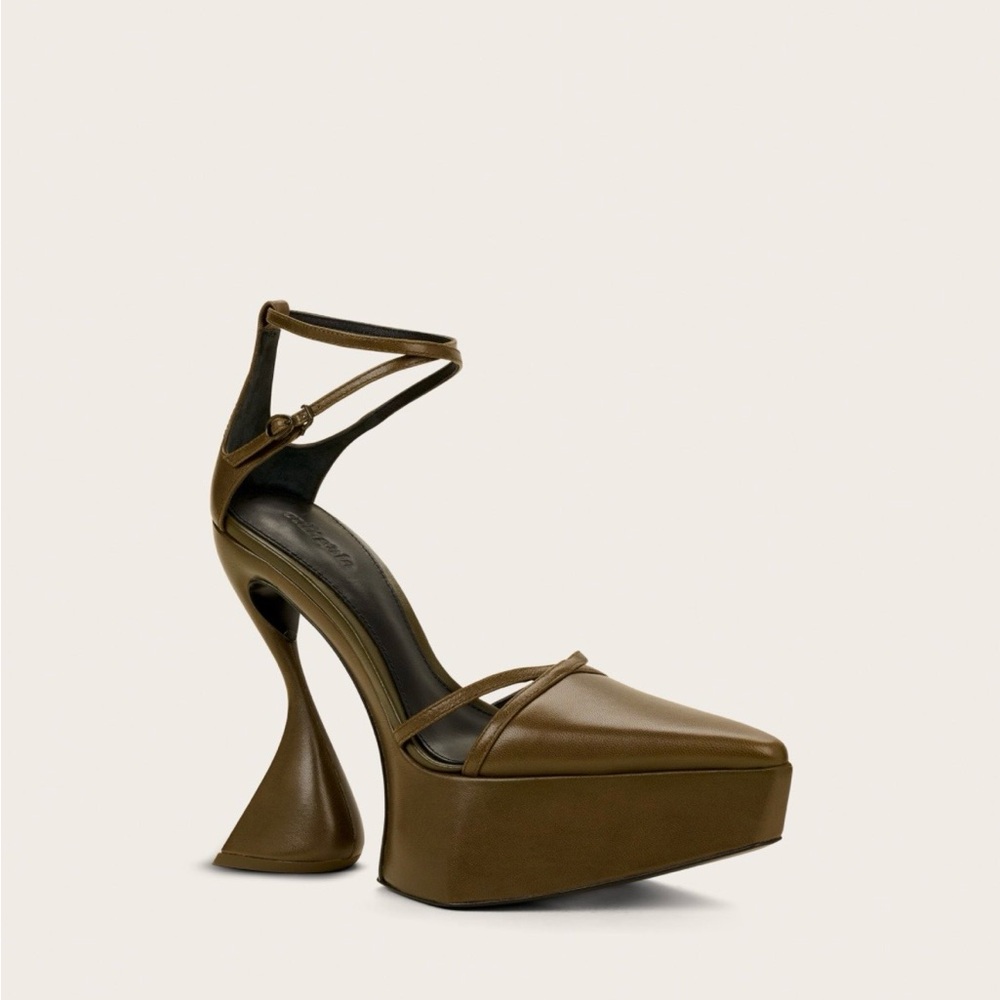 cult gaia Olive Sculptural Platform Ankle-Strap Pump - Picture 3 of 5